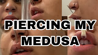 Piercing My Medusa philtrum  Piercing My Top Lip at Home [upl. by Ahc]