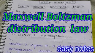 quotMaxwell Boltzmann Distribution lawquotphysical chemistry statical thermodynamics MSc amp BSC [upl. by Hayotal]