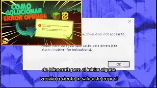 ✅ Como conseguir SOLUCIONAR el Error de OpenGL  GLFW Error 65542 en MINECRAFT FÁCIL [upl. by Lleksah]