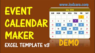 Event Calendar Maker  Excel Template  v3  Demo [upl. by Enitsirhk947]