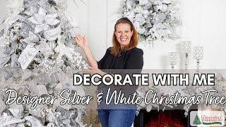 White amp Silver Christmas Tree Decorating Tutorial I 4 Easy Steps [upl. by Noyk326]