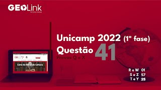 Unicamp 2022 primeira fase questão 41 Provas Q e X [upl. by Refotsirc]