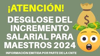 🤑 Así quedará el Desglose salarial para maestros 2024 Información emitida por parte de la CNTE [upl. by Nieberg]