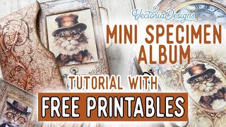 Mini Specimen Album Tutorial  All the Printables for Free [upl. by Yltsew]