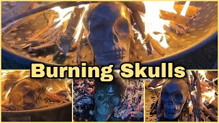 Burning Skulls vlogoween Day 5 Making And Burning Refractory Cement Skulls halloweenlife [upl. by Hodess]