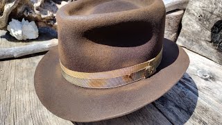 Distressing a handmade felt fedora hat [upl. by Ytsihc]