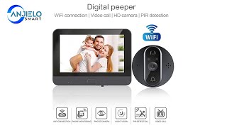 AnjieloSmart 1080P Video Doorbell Smart Doorbell WiFi Peephole Camera R9S [upl. by Cranford631]