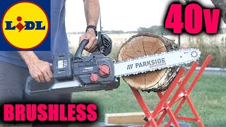 LIDL tronçonneuse 40V PARKSIDE PERFORMANCE sans fil brushless 380mm Cordless Chainsaw PPKSA 40Li A1 [upl. by Shannon]