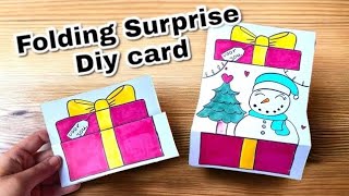 HOE TEKEN JE EEN UITVOUWBARE SUPRISE KERSTKAART Makkelijk kerst Folding Card [upl. by Seraphine838]