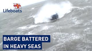 Dover RNLI volunteers rescue 65ft barge in heavy seas [upl. by Suoiradal]