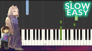 Undertale  Fallen Down Reprise SLOW EASY Piano Tutorial [upl. by Acnaiv89]