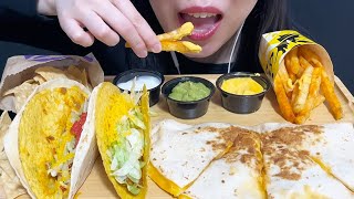 ASMR TACO BELL NACHO FRIES CHICKEN QUESADILLA CRUNCHY TACO amp DOUBLE STACKED TACO EATING SOUND [upl. by Nnyleve780]