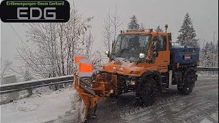 ❄️Snow clearing 🌨️ Winter service  Finally Snow  Unimog U400 winterdienst viral winter [upl. by Elissa395]