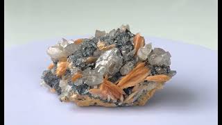 Cerussite Barite Galena crystals on matrix [upl. by Gnuhp]