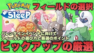 バレンタインイベントのフィールドの選び方とピックアップポケモンの厳選について考える【ポケモンスリープ安心院幽】 [upl. by Wettam]