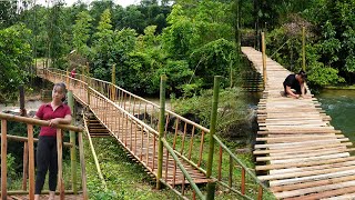 100 Day Journey Start To Finish Building Long Bamboo Bridge Across River  Build A Bridge Alone [upl. by Aihsoj]