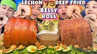 LECHON BELLY ROLL VSDEEP FRIED BELLY ROLL MUKBANG amp GINISANG PORK EGG SHRIMP AMPALAYA PINOY MUKBANG [upl. by Nagrom]