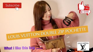 👀 LOUIS VUITTON 2020 DOUBLE ZIP POCHETTE  REVIEW MOD SHOTS UNBOXING M69203 STORE VISIT HOBO DAUPH [upl. by Arrek]