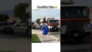 Garbage Truck Picks Up Overfilled Blue Trash Can  Garbage Truck Song [upl. by Bobbee335]