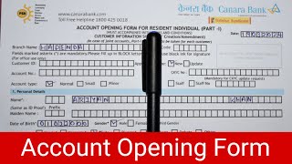 Canara Bank Savings Account Opening Form 2024  Canara Bank Account Opening Form Fill Up [upl. by Verile]