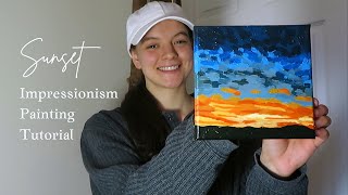 Sunset Acrylic Painting Tutorial  Impressionism Style [upl. by Maddi]