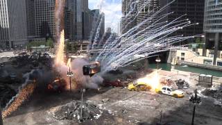 Transformers 3 Filming Explosions Jumpers and Movie Stars in Downtown Chicago [upl. by Constantino280]