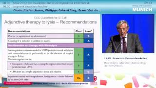 ESC Congress 2012 New 2012 ESC Guidelines for acute myocardial infarction STsegment elevation [upl. by Tirzah]