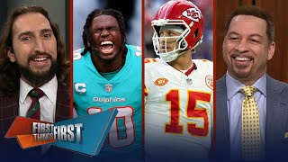 Chiefs vs Dolphins Mahomes Tua MVP odds amp Tyreek Hill revenge game  NFL  FIRST THINGS FIRST [upl. by Alor]