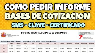 COMO SOLICITAR EL INFORME DE BASES DE COTIZACION POR SMS CERTIFICADO DIGITAL o CLAVE EN 2024 [upl. by Esilec]