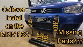 VW MK4 R32 Golf Coilover install  New wheel reveal [upl. by Hgierb]