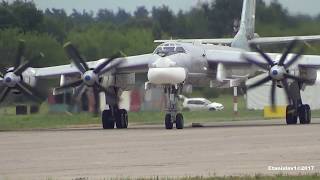 TU95 ТУ95 Engine start taxi and takeoff from MAKS2017 [upl. by Faunie455]