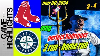 Red Sox vs Mariners Highlights Walk Off Game  Julio Rodríguez singles on a line drive to right 🤘 [upl. by Adnihc]