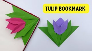 DIY Paper Tulip FLOWER Bookmark  Origami Bookmark  Paper Craft  Paper Flower  Tulip Bookmark [upl. by Adnahsal]