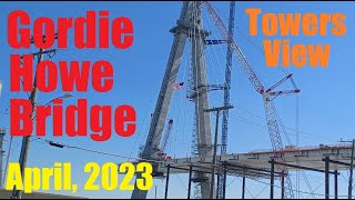 Gordie Howe Bridge Towers View April 2023 Update Delray Park Canadian Tower Springwells Ct [upl. by Enilraep994]