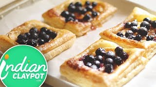 Crispy Blueberry Puff Pastry Tarts Recipe  The Indian Claypot [upl. by Tadeas]