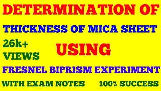 DETERMINATION OF THICKNESSES OF MICA SHEET USING FRESNEL BIPRISM  APPLICATION OF FRESNEL BIPRISM [upl. by Emsoc]