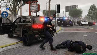 GTA V  LSPDFR 049🚔  LSPDLAPD  Gang Unit  Terrorist Attack  Officer Down  Car Bomb  4K [upl. by Rufe]