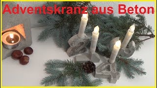 DIY Adventskranz aus Beton selber machen Adventskranz basteln Bastelidee Weihnachten Deko [upl. by Fachanan]