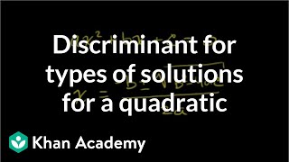 Discriminant for types of solutions for a quadratic  Algebra II  Khan Academy [upl. by Alaine906]