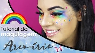 Tutorial da maquiagem ARCOÍRIS por Indiara Porto  Semana Especial de Carnaval 2018 4 [upl. by Philippa]