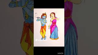 Shree krishna and Radha drawing 😍 art shorts [upl. by Ari]