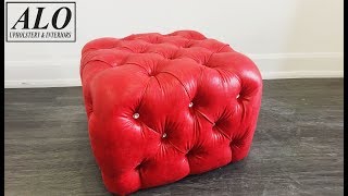 HOW TO UPHOLSTER A CRYSTAL TUFTED OTTOMAN diy  ALO Upholstery [upl. by Ereveniug]