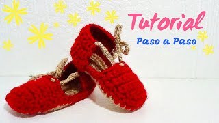 SANDALIAS ALPARGATAS PARA BEBE TEJIDAS A CROCHET PASO A PASO [upl. by Aidole943]