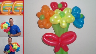 como hacer flores con globos paso a paso  globoflexia facil  ramo de flores con globos largos [upl. by Goat826]