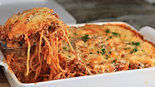 Easy CHEESY Baked Spaghetti Recipe [upl. by Roseann]