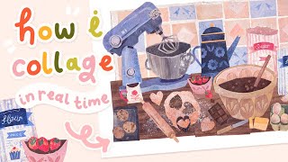 Real time collage video  Making a Baking themed collage from start to finish [upl. by Ailenroc]