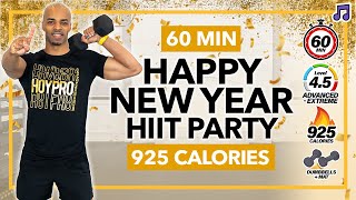 60 MIN NEW YEAR Full Body HIIT Countdown Workout BURN 925 CALORIES  NO REPEAT  Weights [upl. by Atiseret702]