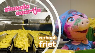 FRIET 🥔➡️🍟  SIMSALA SAARTJE 🐽  Educatieve Kleutertelevisie  Aardappel tot frietpatat [upl. by Razaele]