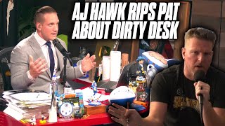 AJ Hawk Goes After Pat McAfee And His Messy Desk [upl. by Adnolrehs150]