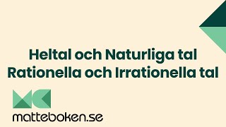 Heltal och Naturliga tal  Rationella och Irrationella tal  Matte 1 [upl. by Anilatac]